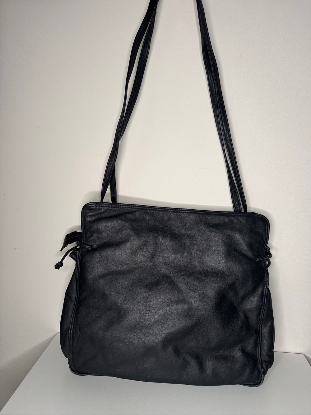 Brio Black Leather Shoulder Bag Slouchy Hobo Soft Leather Large Minimalist